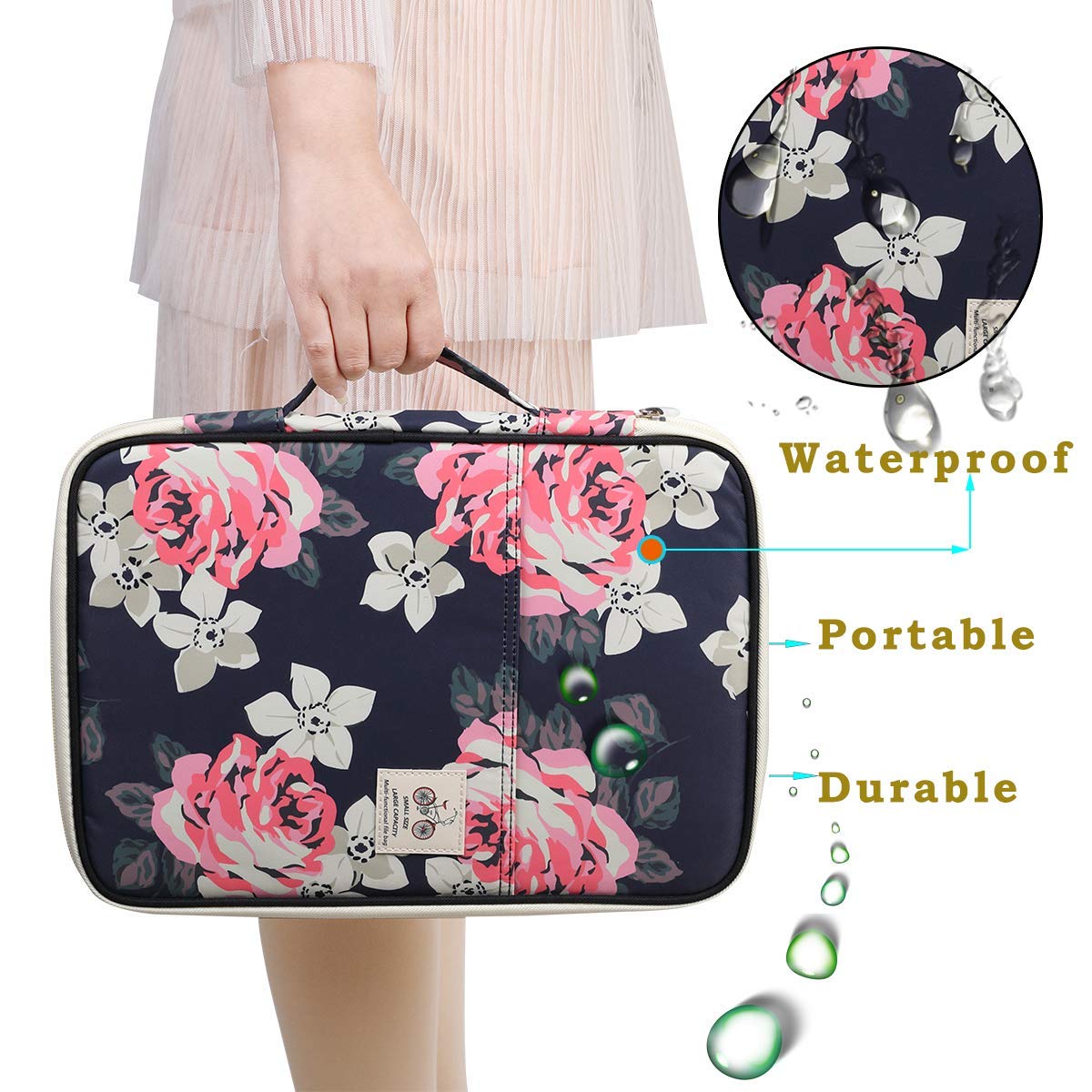 Carpeta para documentos A4 archivos impermeable cuadernos planificador  color Flower02 M libros organizador de viaje con cremallera libros JAKAGO  bolígrafos para iPad multifuncional Portacuadernos Oficina y papelería  futakuchi-hakata.com