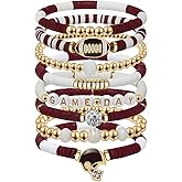 Artlunar Game Day Football Charm Bracelet: Stackable Sports Jewelry for Moms & Dads - Perfect for Football Fans