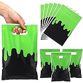 Yexiya 50 Pcs Ghost Themed Goodie Bag for Party Baby Showers, Zombie Ghost Themed Treat Bags with Handles for Kids Green and Black Plastic Gifts Bag for Zombie Birthday Party Favors