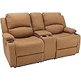 Camper Comfort 67" Wall Hugger Reclining | RV Theater Seats | Double Recliner RV Sofa & Console | RV Couch | RV Theater Seating | RV Furniture (Powered, Sand)