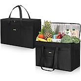 JUNGYOON Heavy-Duty Insulated Grocery Bags & Insulated Bag – Collapsible Cooler Bag with Zippered Top