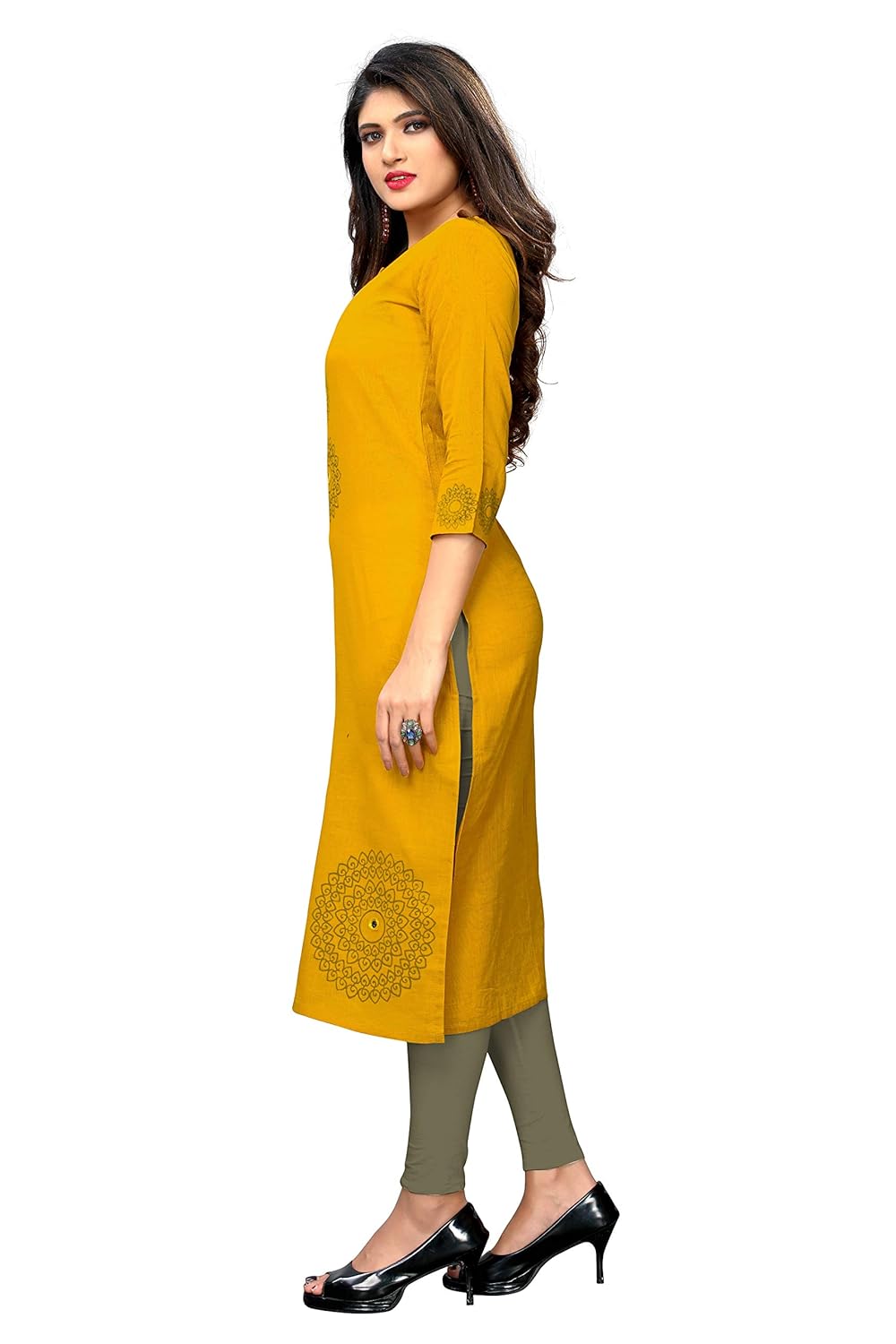 vbuyz women's slub cotton straight kurti