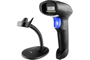 NetumScan Upgraded Version Wireless Barcode Scanner with Stand, Portable Automatic 1D 2D Barcode Reader 2-in-1 (2.4G Wireless & USB 2.0 Wired QR Code Scanner for Warehouse POS and Computer