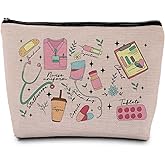 ignytiger Coquette Pink Nurse Nursing Makeup Bag, Nurses Appreciation Gift for Women, Pink Nurse Week Gifts Cosmetic Makeup Bag Pouch Purse