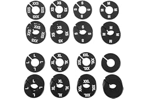 NAHANCO CBWKIT4 Black Round Clothing Size Divider with White Print for Home or Clothing Store, XXS-XXL, Kit of 40 (7 Sizes and Blank, 5 of Each)