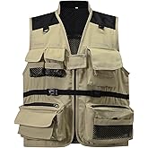 Men's Lightweight Fishing Vest Work Travel Cargo Vest Safari Multi Pockets for Casual Outdoor Jacket