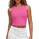 G4Free BareFeel Womens Cropped Tank Tops Half Zip Workout Athletic Shirts Sleeveless for Gym Tennis Slim Fit