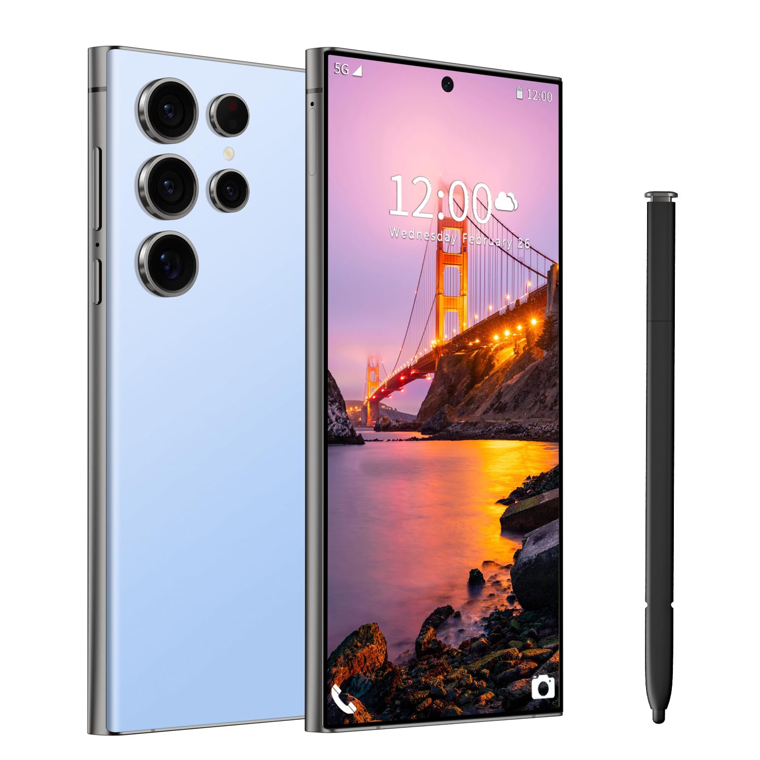 Huness I24 Ultra Unlocked Phone,Built in Pen The Phone,Smartphone Battery 6800mAh 6.8" HD Screen,Android 14 16+512GB with 128GB Memory Card Cell Phone,5G/Face ID/Fingerprint Lock/GPS (Blue, 16+512GB)