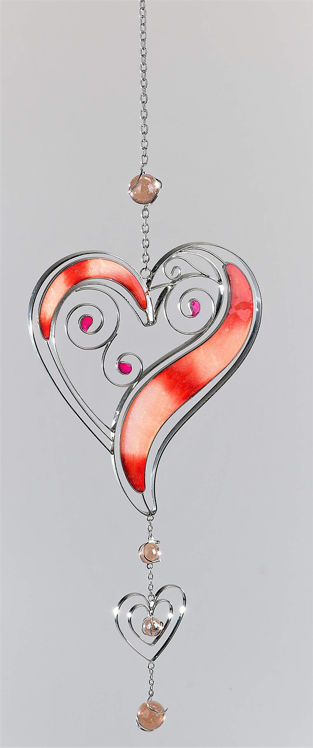Formano Window Decoration Window Hanging Heart Hanging Decorative Hanger Glass Art Tiffany Red