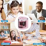 tenwin Electric Pencil Sharpener Double Hole 6-12mm Battery Operated Pink view 6