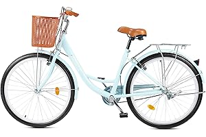 Viribus Beach Cruiser Bike for Women, 24 26 inch Womens Cruiser Bike, Womens Bike with Basket 1 Speed, Beach Cruiser Bike for Short Women with Rack, Step Through Bikes, Commuter Bicycle Women Adult