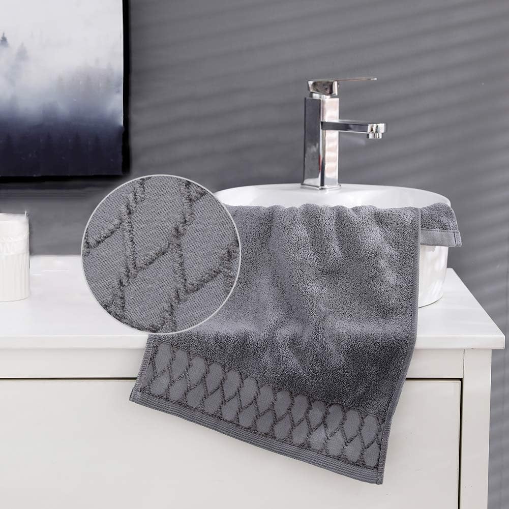 Luxury Hand Towels 15×30 Inches , 2 Pack Absorbent and Soft Cotton Salon Towels Set for Bathroom Hotel Spa - Grey: Kitchen & Dining