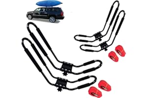 FDB J Cross Bar 2 Pairs = 4 PCS Universal Kayak Canoe Top Mount Carrier Roof Rack Boat SUV Truck Van Car with 4 pcs Tie Down Straps