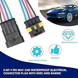 ZUOZE 5 Kit 4 Pin Car Connector Waterproof