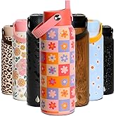 Elemental 40oz Insulated Water Bottle with Straw - 100% Leak-Proof Stainless Steel Core Water Bottles for Travel, Sports and Gym - Double Wall Insulation & BPA Free - Checkered Flower