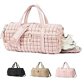 CLUCI Quilted Duffel Bag for Women, Large Puffer Duffle Weekender Bag with Shoe Compartment, Overnight Carry On Bag Workout for Airplane, Sports