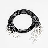 Pocoxll 10 Pcs 2.0mm Leather Necklace Cords with Clasp,Waxed Cords,Necklace Ropes for Pendants and Jewelry Making(Black)