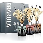 Brakula 3 Pack Reed Diffuser, Oil Diffuser Sticks, Fresh Linen, White Jasmine,Eucalyptus&Wild Mint, (4 fl oz Each Pack), Home
