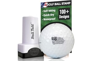Ball Tatt - Golf Ball Stamp - Self-Inking Marker - Quick-Dry Permanent Marking Tool, No Leaks or Refills, Reusable & Waterproof Golfing Stamper - Ideal Gift for Golfers, Dads, Retirement (USA Patriot)