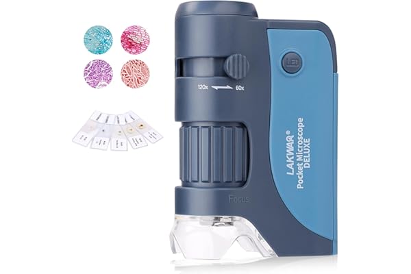 60x-120x Mini Pocket Microscope for Kids Adults, Portable Handheld Microscope with 5 Microscope Slides, Miniscope for Kids Adults Science Lab