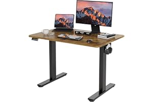 LongKe Electric Standing Desk Adjustable Height, 40x24 Inches Sit Stand up Desktop for Home Office, Ergonomic Rising Computer Table with Memory Preset,Rustic Brown