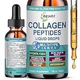 Collagen Peptides Liquid Drops, Multi Collagen Peptide for Skin Hair Nail Joints Bones Gut Health, Hydrolyzed Liquid Collagen Peptides w/Glucosamine Chondroitin MSM Biotin Vitamins for Women and Men