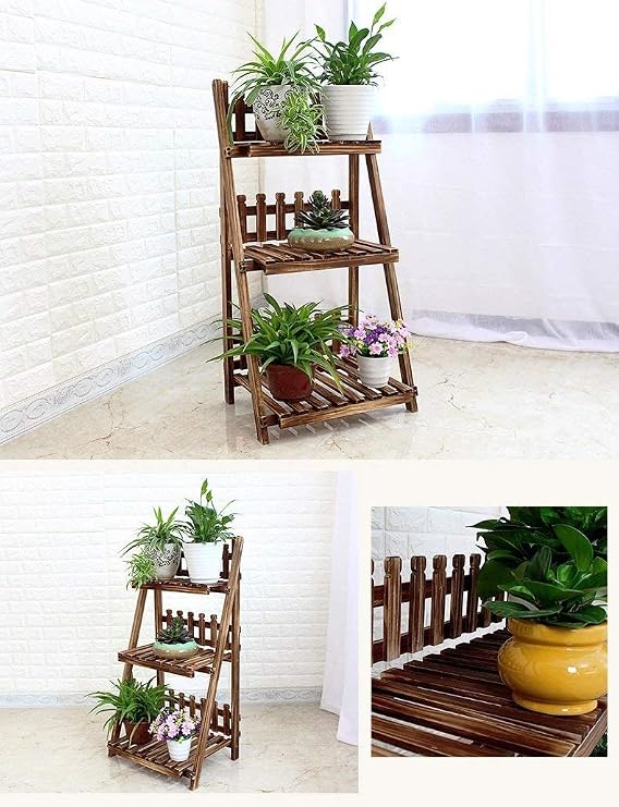 chishizhenxiang Vitrina de Flores Madera con 3 estantes para ...