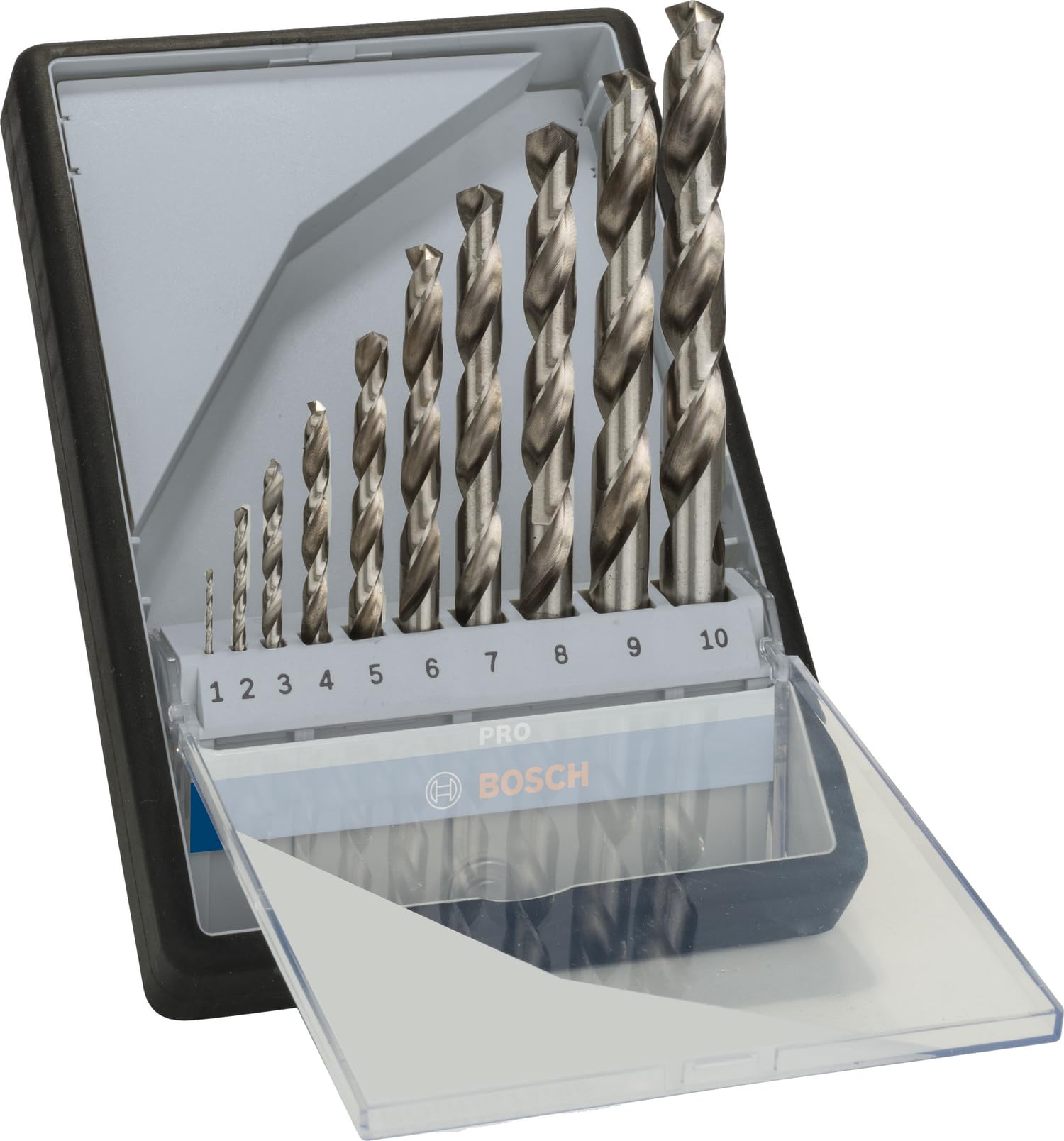 Bosch Professional 10 pcs. HSS-G Metal Drill Bit Set (for metal, Ø 1-10 mm, Robust Line, Accessory Drill Driver) — image 1