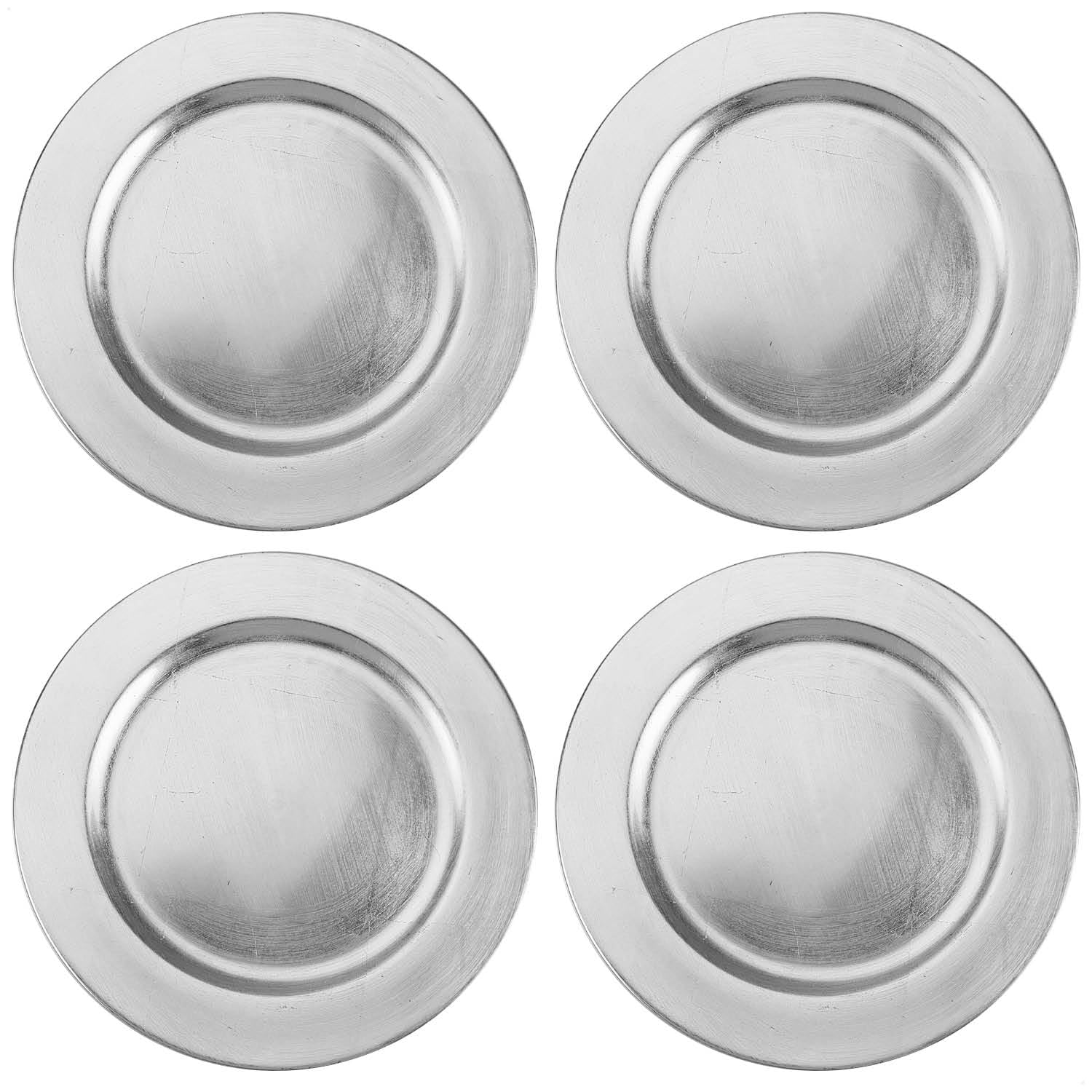 com-four® 4X underplates Silver-Colored - Reusable Saucers as Table Decoration - Decorative Plates for Weddings, Family Celebrations or Christmas - Ø 33 cm