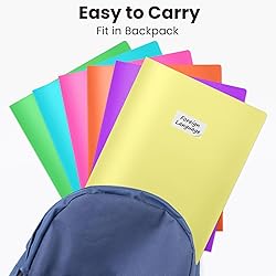 Sooez 6 Pack Folders with Pockets, Plastic File