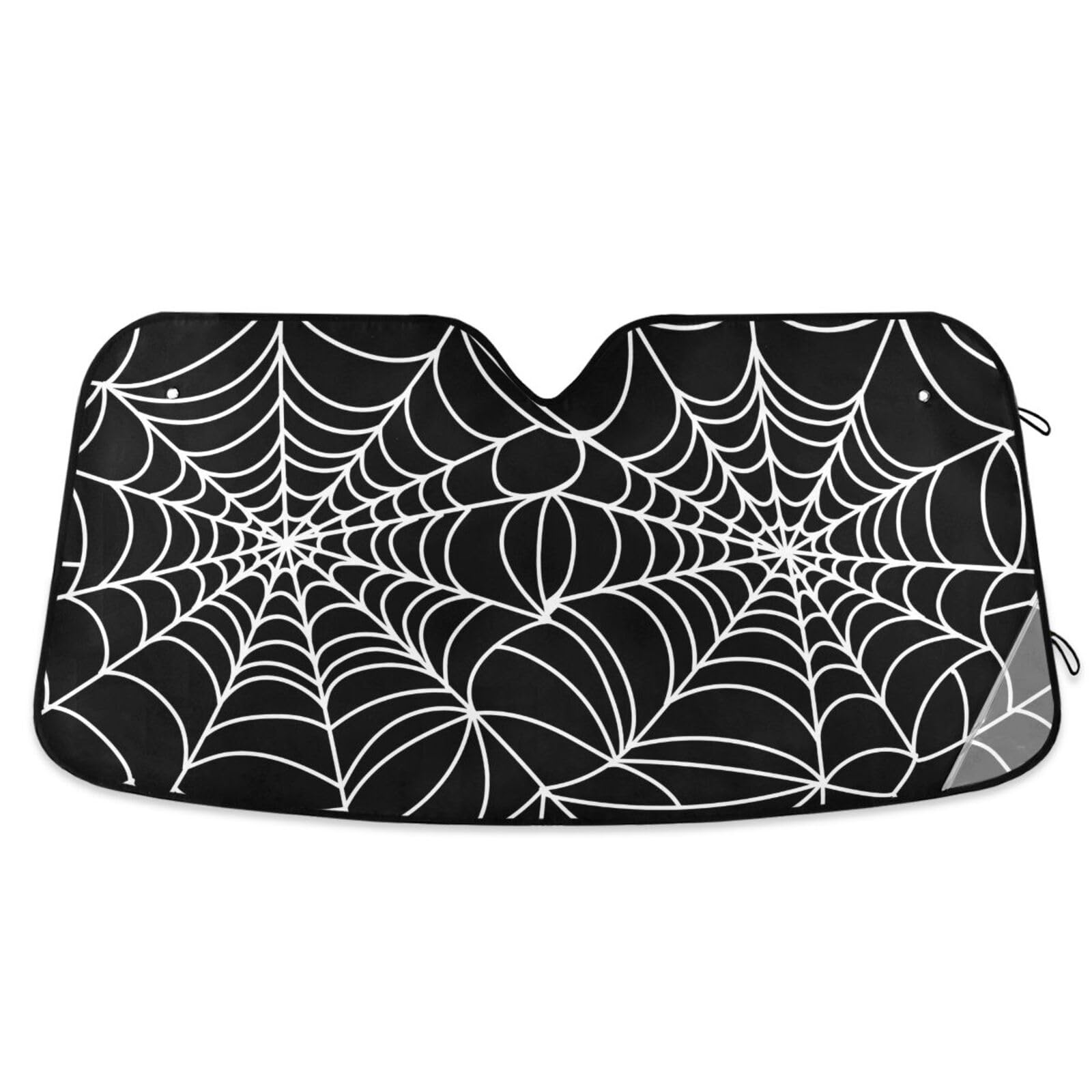 Photo 1 of Halloween Spiderweb Windshield Sun Shade for Car Auto SUV Truck Foldable Front Window Sunshade Sun Visor Protector Block UV Rays Reflect Heat, 55" x 28"