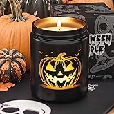 CHAMBERY Halloween Candles,Halloween Gifts Candle with LED Pumpkin Face | Fall Candles with Pumpkin Spice Scent Over 40 Hours of Burn Time, Gift for Home Fall Decorations Indoor, 100% Soy Wax