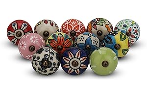FURNISHFUL FINESSE Multicolor Door Cabinet Knobs Boho Vintage Antique Ceramic Knob for Dresser Drawer Kitchen and Furniture B