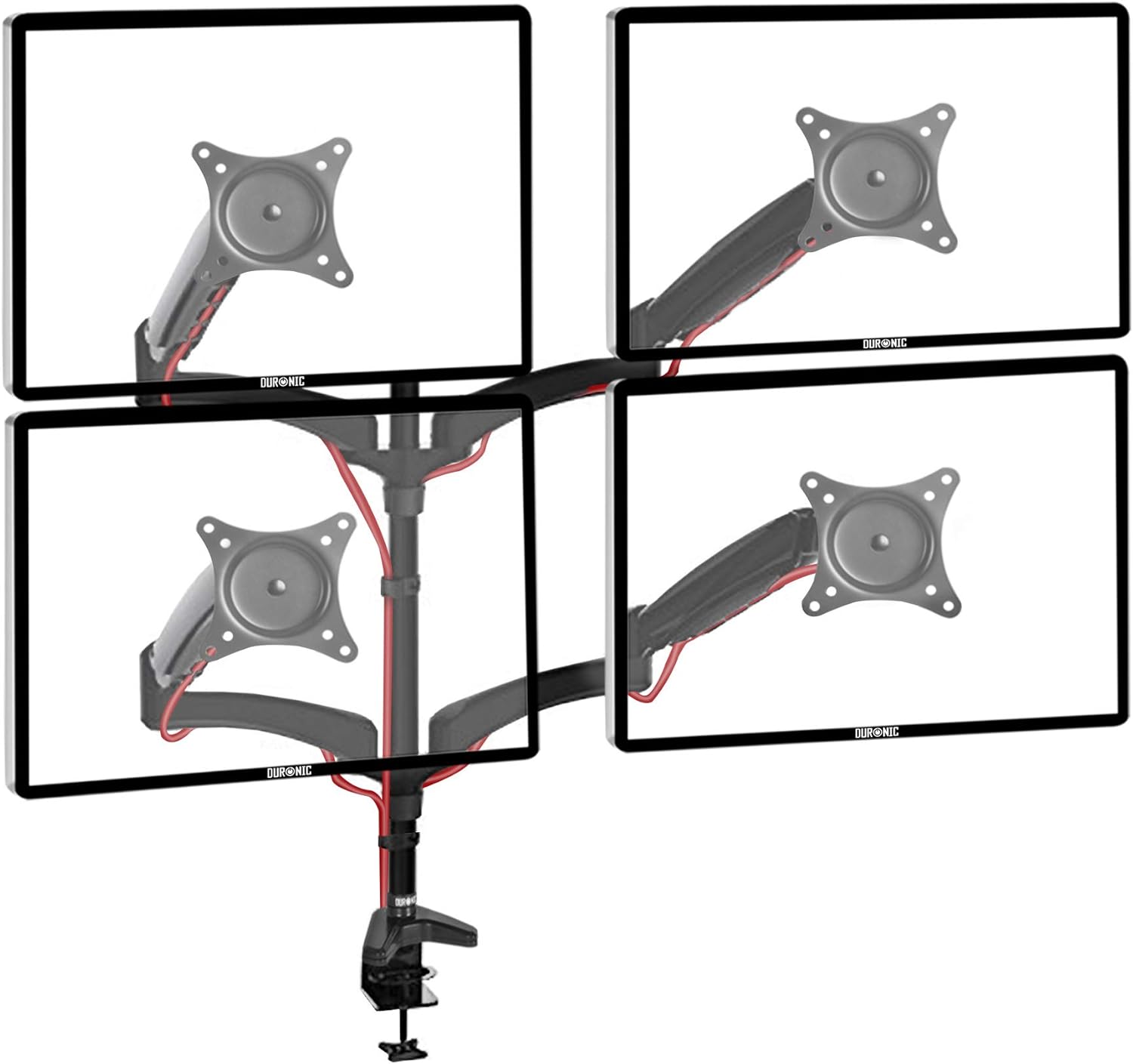 Duronic Quad Monitor Arm Stand DM554 Quadruple Spring PC Desk Mount