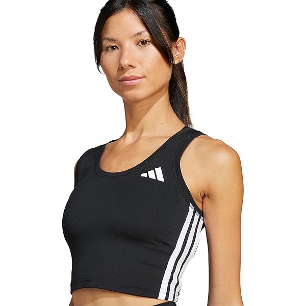adidas Womens Train Essentials 3-Stripes Cropped Tank Top