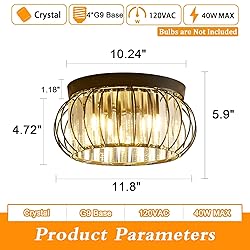 BUXVRCS Modern Crystal Chandelier, 4-Light Flush