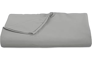 Royale Linens 300 Thread Count 100% Long Staple Combed Cotton Flat Sheet - Super Soft - Top Sheet - Queen Flat Sheet Sold Separately - Breathable, Cool & Crisp Percale Flat Sheet Only (Queen, Silver)