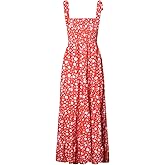 GOLDSTITCH Women's Summer Boho Spaghetti Strap Ruffle A Line Beach Long Maxi Dress