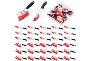 CCOZN 32 Pcs Fake Knife Charms, Halloween Pendant Mini Plastic Fake Knives Beads for Women DIY Jewelry Making Crafting Halloween Charms with Box, 2 Styles