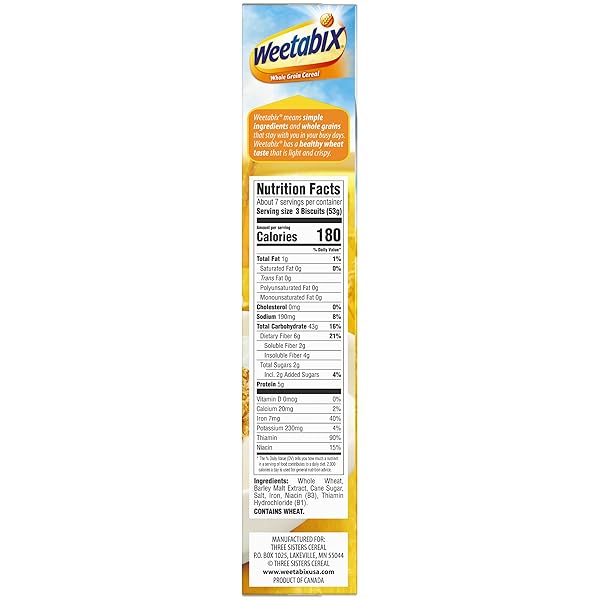WEETABIX BISCUITS WHOLE GRAIN CEREAL, GOOD SOURCE OF FIBER, LOW IN FAT, HEART HEALTHY, VEGAN, BREAKFAST OR SNACK, 14 OZ
