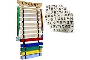 Victory Martial Arts 12 Belt Taekwondo Belt Display Rack with Stickers, Pine (12 Belt)