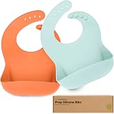 KeaBabies 2-Pack Silicone Bibs for Babies, Toddlers Girl, Boy (Amaze) | Sturdy Food-Grade Silicone Baby Bibs for Eating, Large Food Catcher Pocket, Easy Clean Waterproof Baby Feeding Bibs, BPA-Free