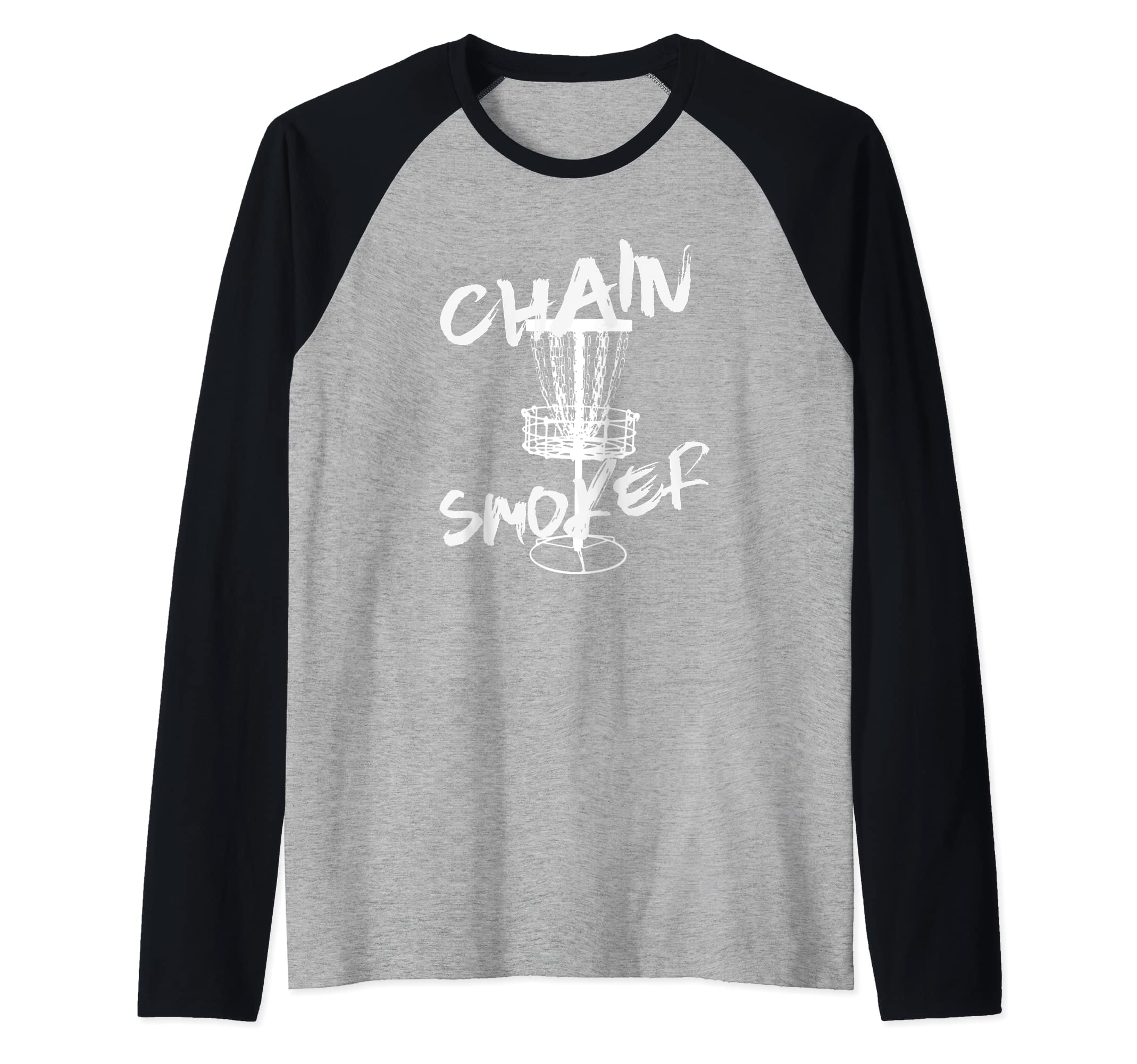 Chain Smoker Funny Frisbee Disc Golf Golfer Sport Discgolf Raglan Baseball Tee