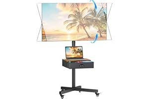 AOKITSINK Mobile TV Stand with Drawer for 23-60 Inch Flat/Curved Screen,Tilt Rolling TV Cart on Wheels with Adjustable Height Portable TV Floor Stand Holds up to 50 lbs for Indoor Outdoor Max VESA 400x400mm