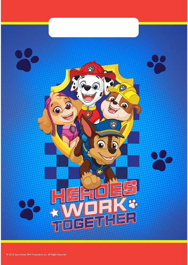 NET TOYS 8 Paw Patrol Party Bags - 23,4x16,2cm - Original Party Table Decoration Gift Bags Furry Friends - Perfect for Kids Birtday Parties & Children's Treat