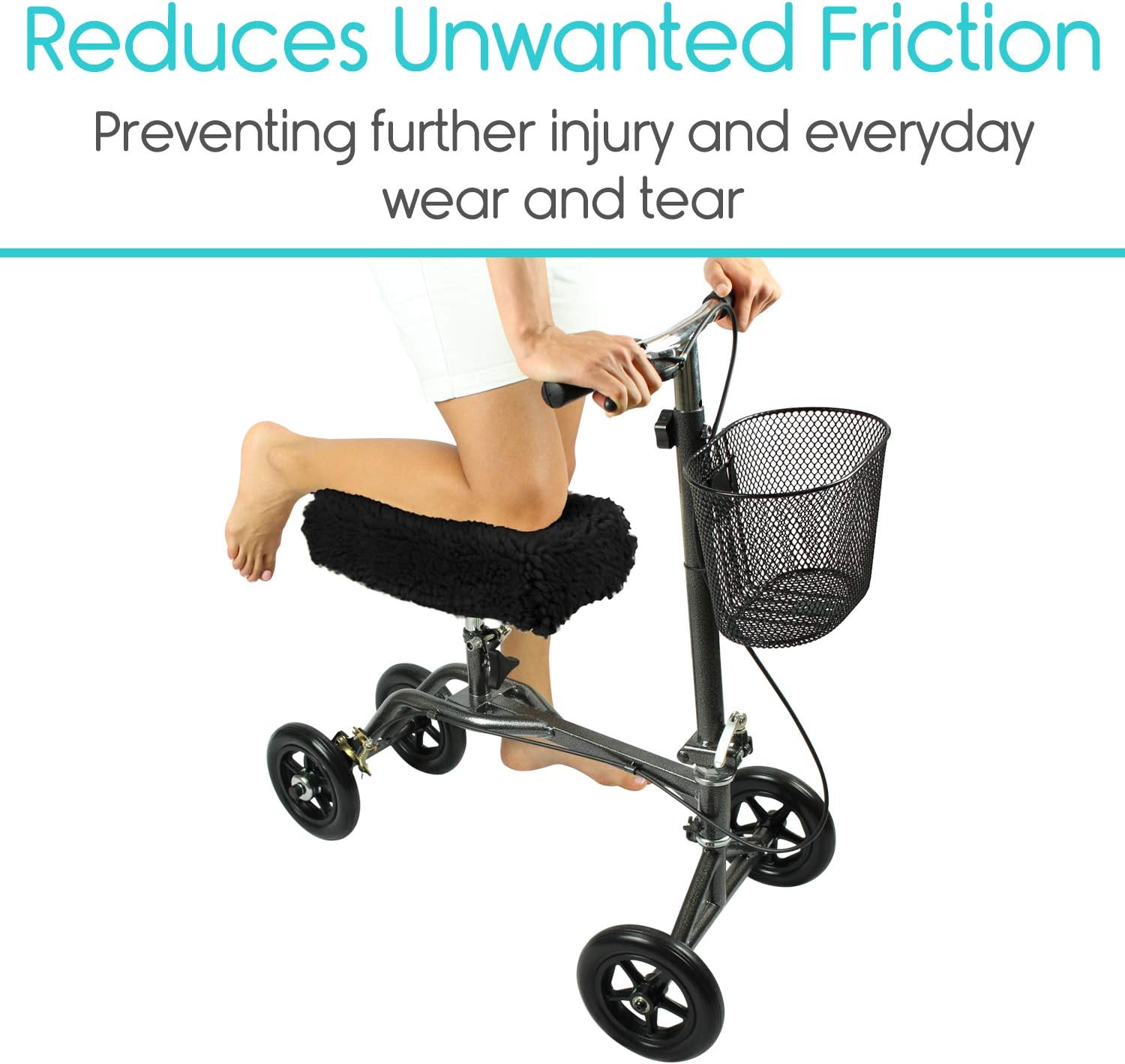 Vive Mobility Knee Walker Pad Cover - Plush Synthetic Faux Sheepskin Scooter Cushion - Accessory for Knee Roller - Leg Cart Improves Comfort During Injury - Padded, Washable Protector Pillow: Health & Personal Care