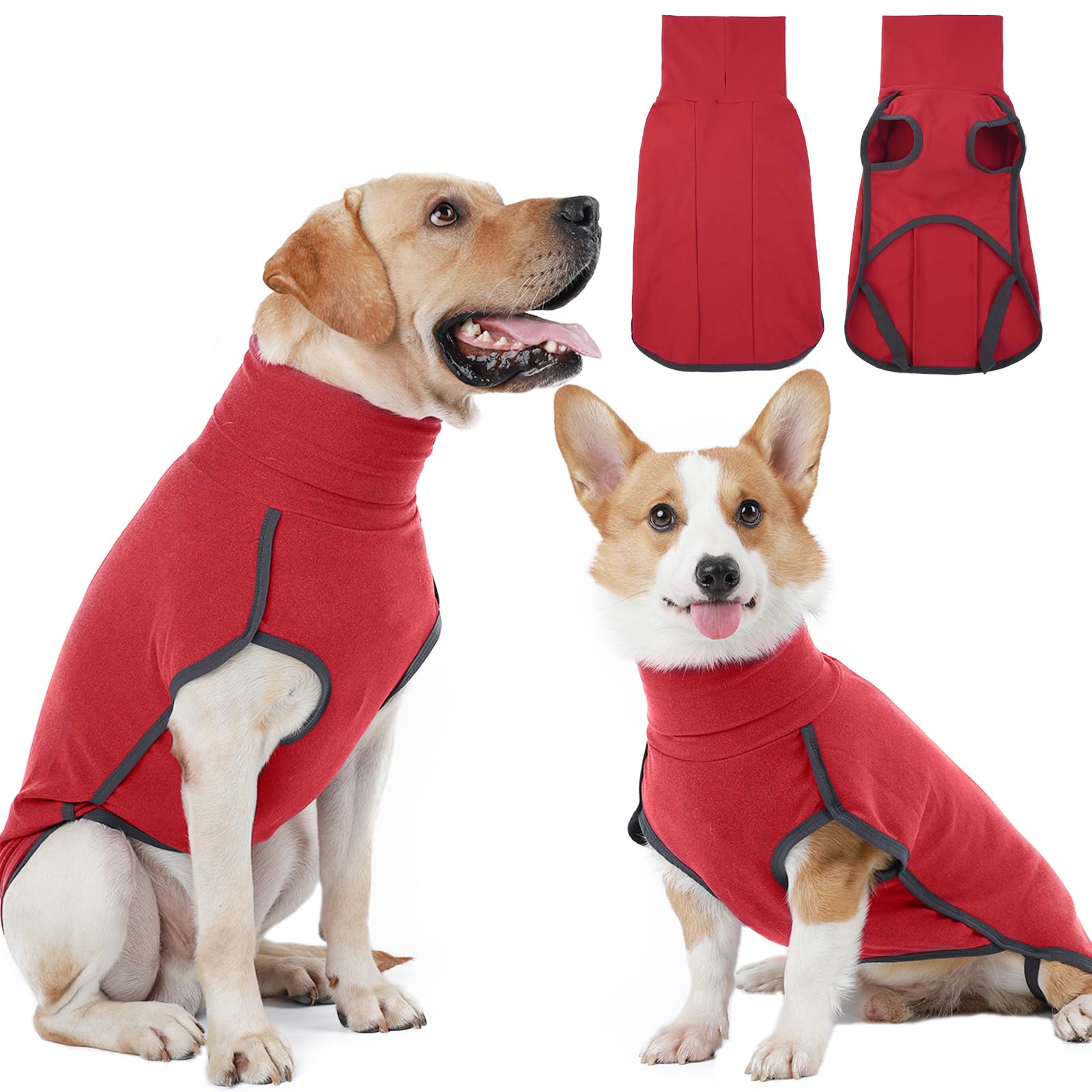 Hjyokuso Dog Jumper Fleece Vest Sweater, Warm & Lightweight Pullover Pajama Coat, Autumn Winter Cold Weather Puppy Clothes Jacket for Small Medium Large Dogs, Bright Red XL