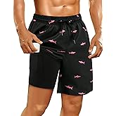 Mens Swim Trunks with Compression Liner Mens Bathing Suit 7 Inch Inseam Quick Dry Mens Board Shorts Men's Swimwear Men