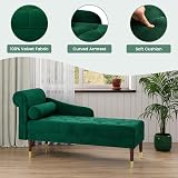 Vesgantti Velvet Chaise Longue Left Armrest Lumbar Pillow Green view 5
