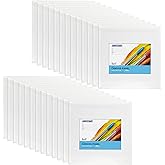 FIXSMITH Canvas Boards for Painting 5x5 Inch, Super Value 24 Pack Mini Canvases, White Blank Canvas Panels, 100% Cotton Primed, Painting Art Supplies